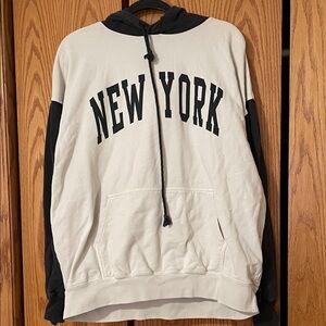 Brandy Melville Cream and Black New York Hoodie